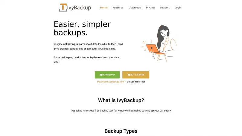 Homepage of IvyBackup