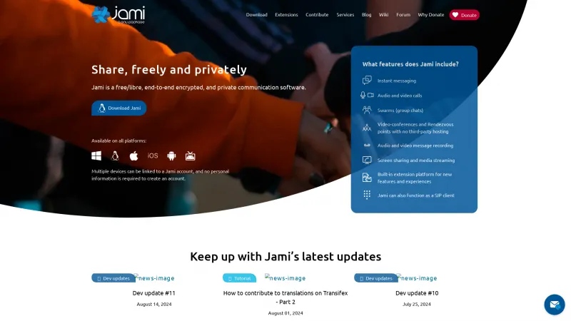 Homepage of Jami