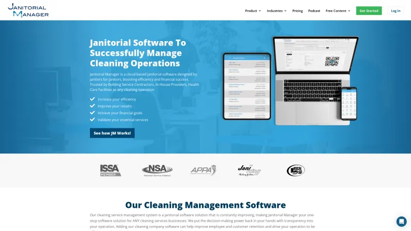 Homepage of Janitorial Manager