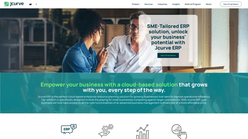 Homepage of JCurve ERP