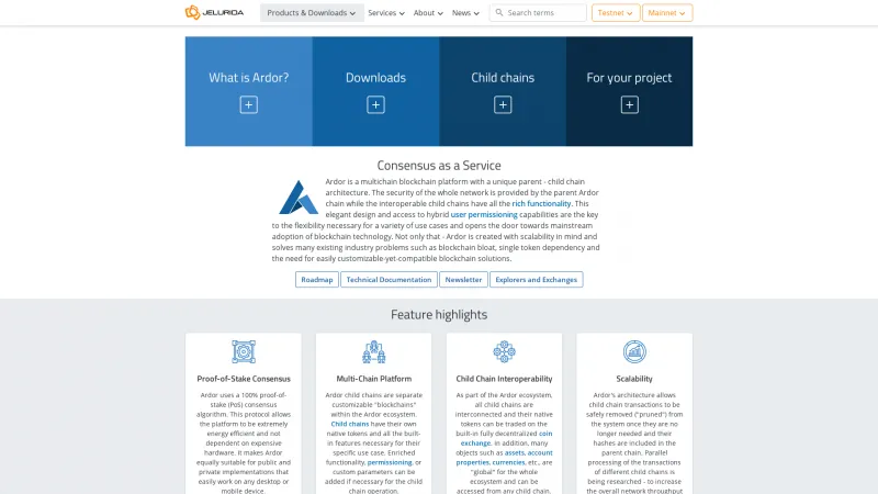 Homepage of Ardor