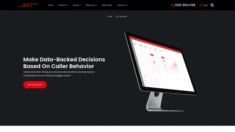 Homepage of Jet Call Tracker