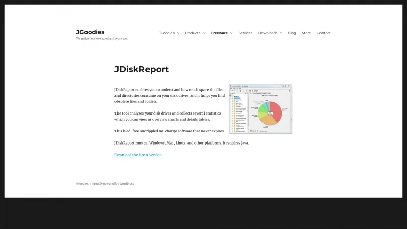 Homepage of JDiskReport