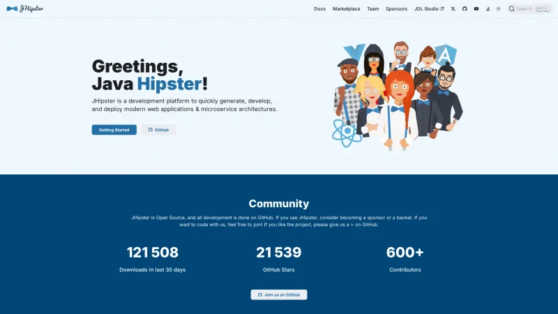 Homepage of JHipster