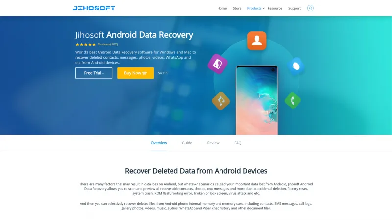 Homepage of Jihosoft Android Data Recovery