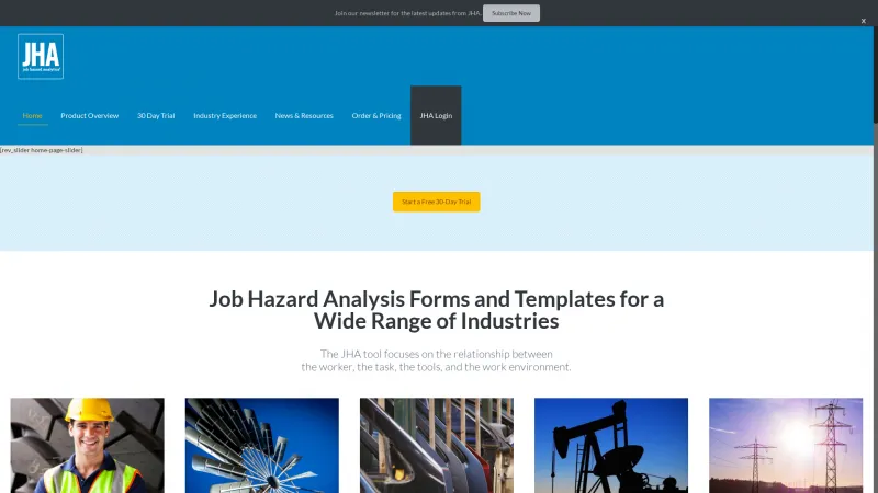 Homepage of Job Hazard Analytics