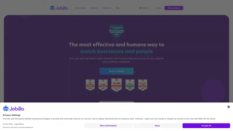 Homepage of Jobilla