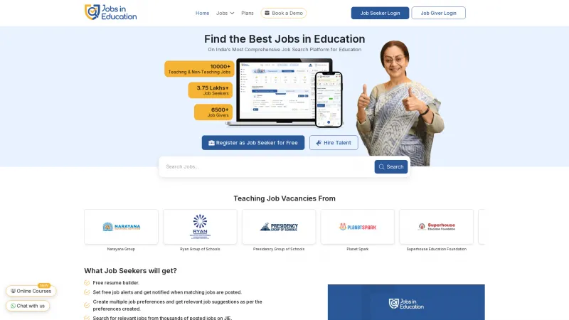 Homepage of Jobs in Education