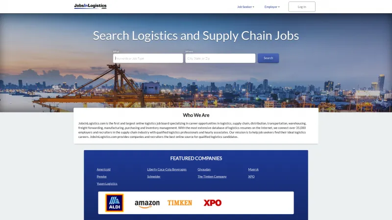 Homepage of JobsInLogistics.com