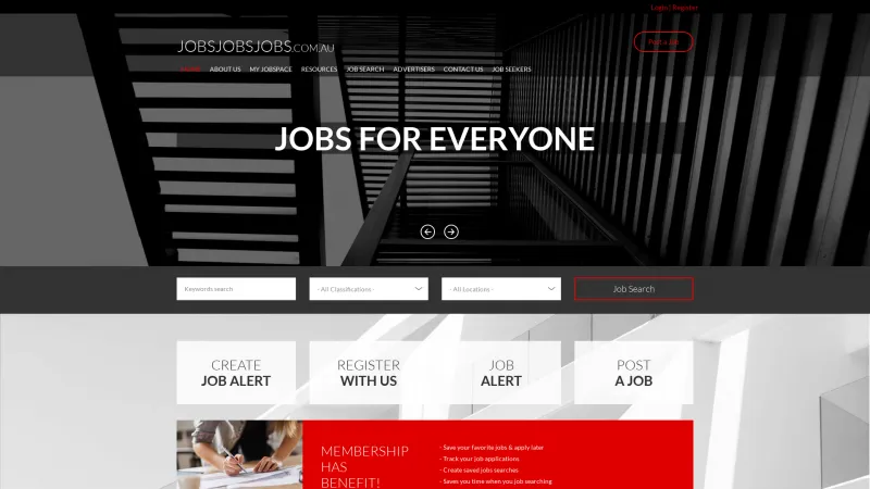 Homepage of Jobs Jobs Jobs