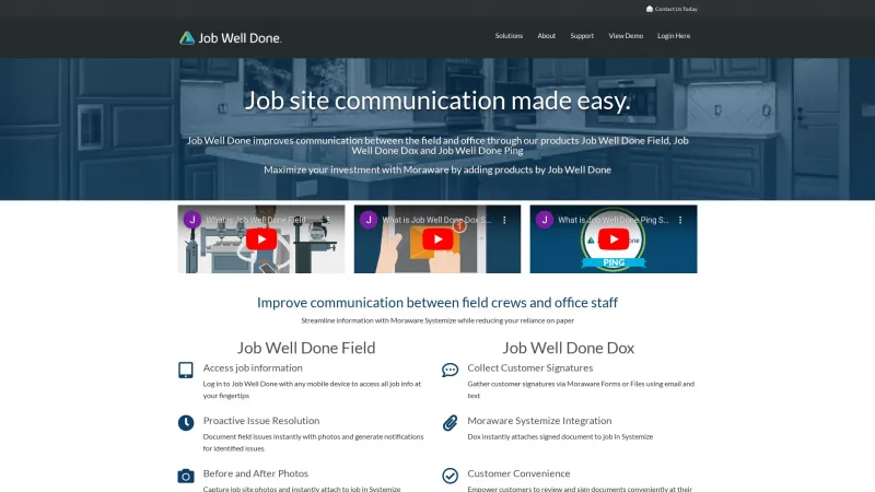 Homepage of Job Well Done