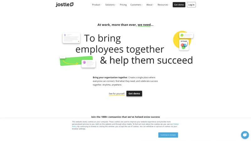 Homepage of Jostle