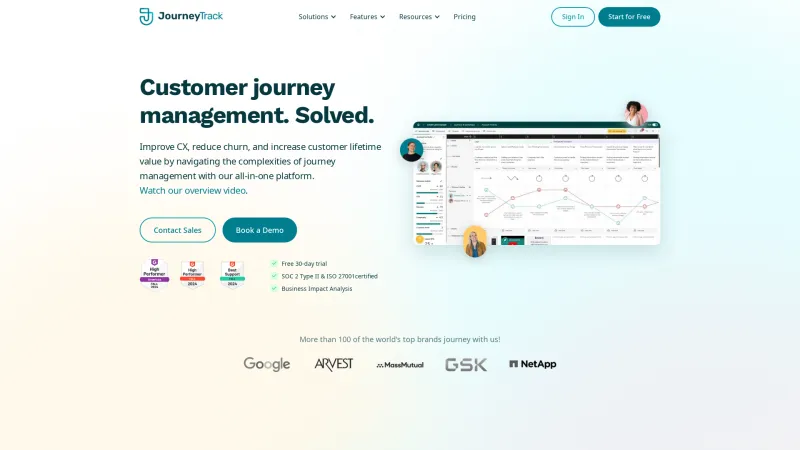 Homepage of JourneyTrack