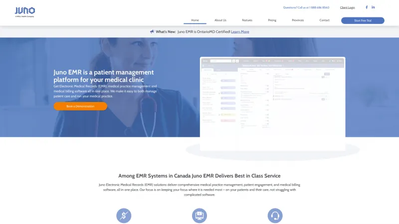 Homepage of Juno EMR