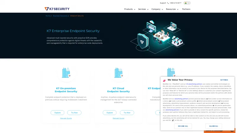 Homepage of K7 Endpoint Security