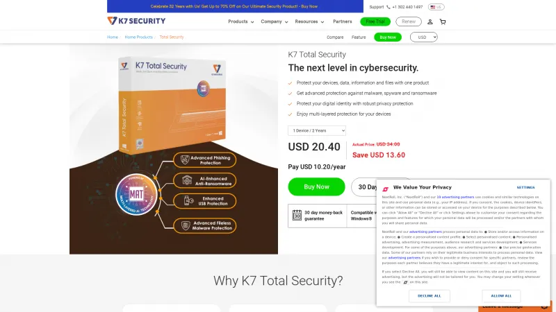 Homepage of K7 Total Security