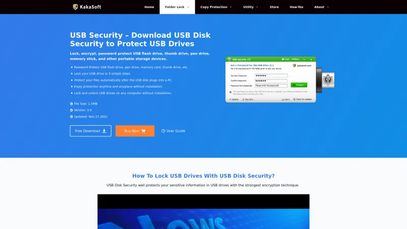 Homepage of KakaSoft USB Security