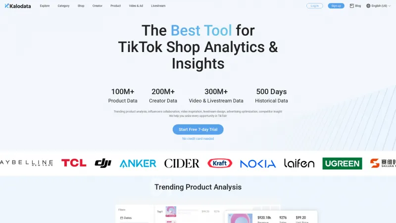 Homepage of Kalodata