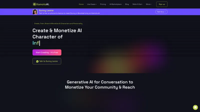 Homepage of Kamoto.AI