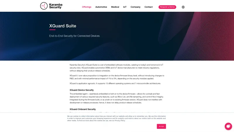 Homepage of Karamba XGuard