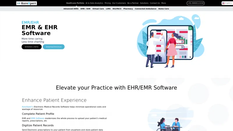 Homepage of KareXpert EHR/EMR