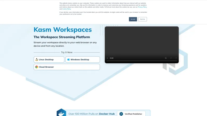 Homepage of Kasm Workspaces