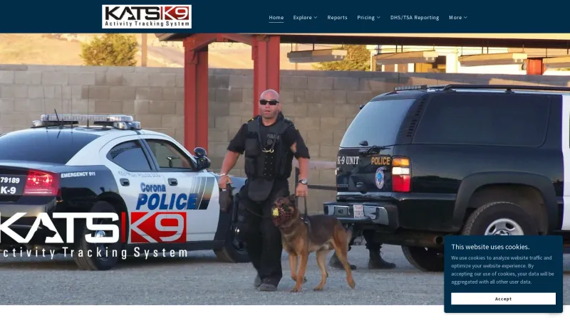 Homepage of K9 Activity Tracking System