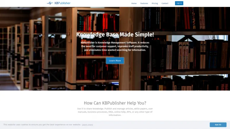 Homepage of KBPublisher