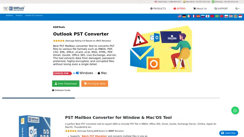 Homepage of KDETools Outlook PST Converter