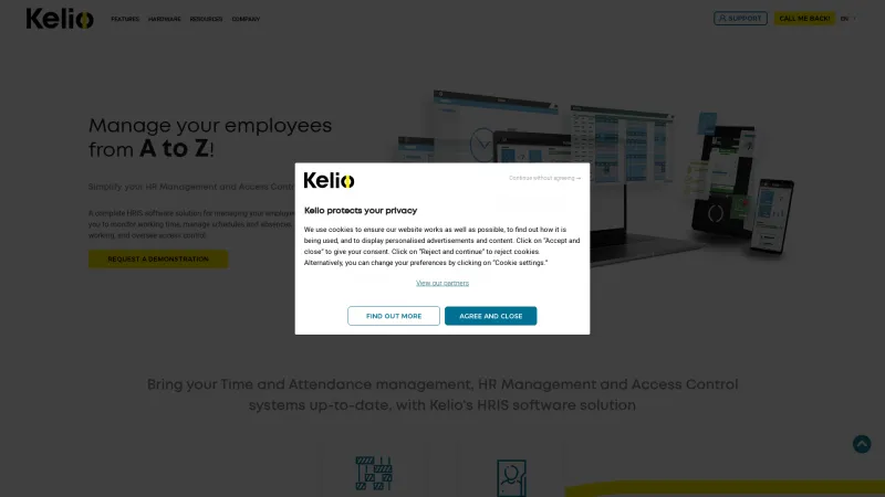 Homepage of Kelio