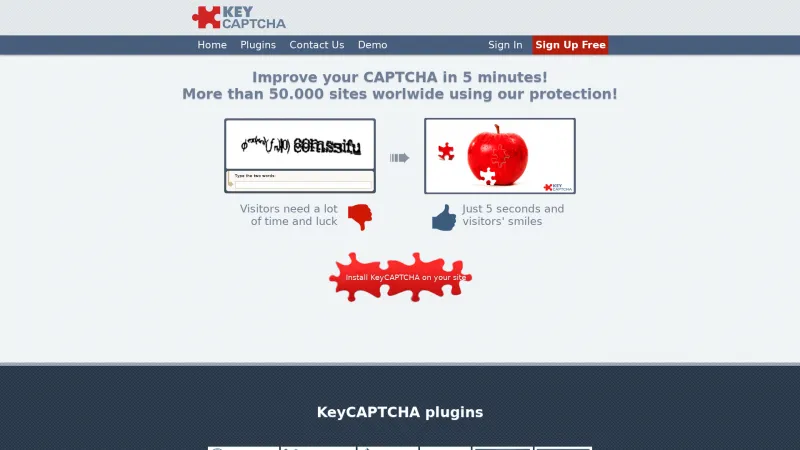 Homepage of KeyCAPTCHA