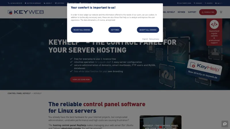 Homepage of KeyHelp