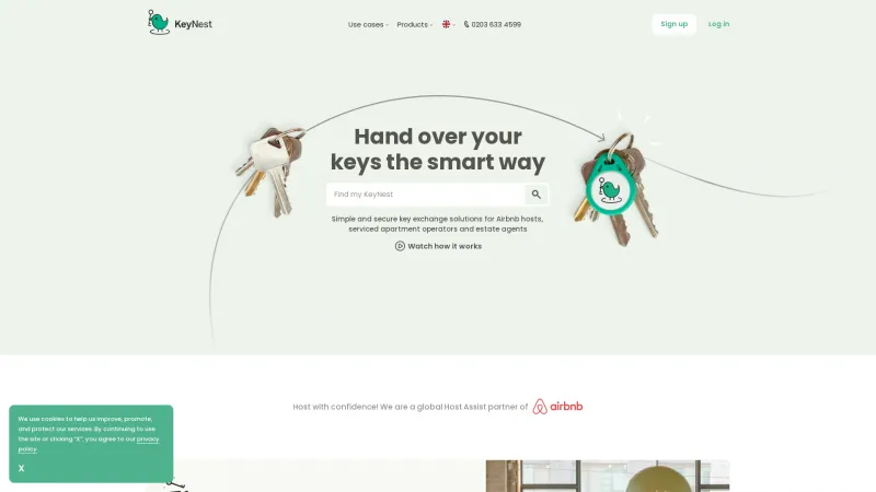 Homepage of KeyNest