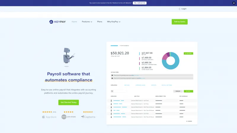 Homepage of KeyPay