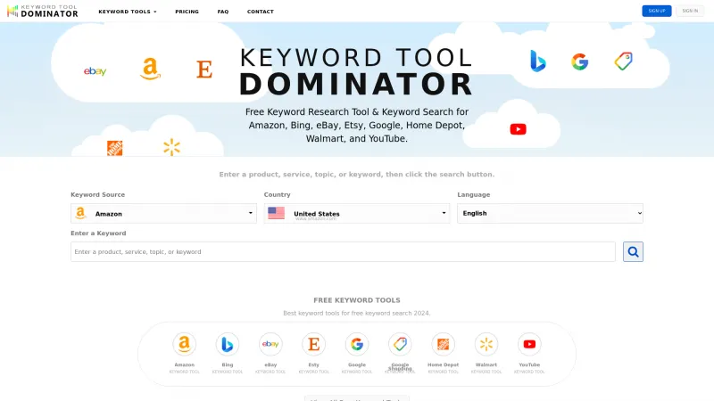 Homepage of Keyword Tool Dominator