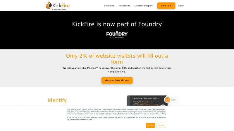 Homepage of KickFire