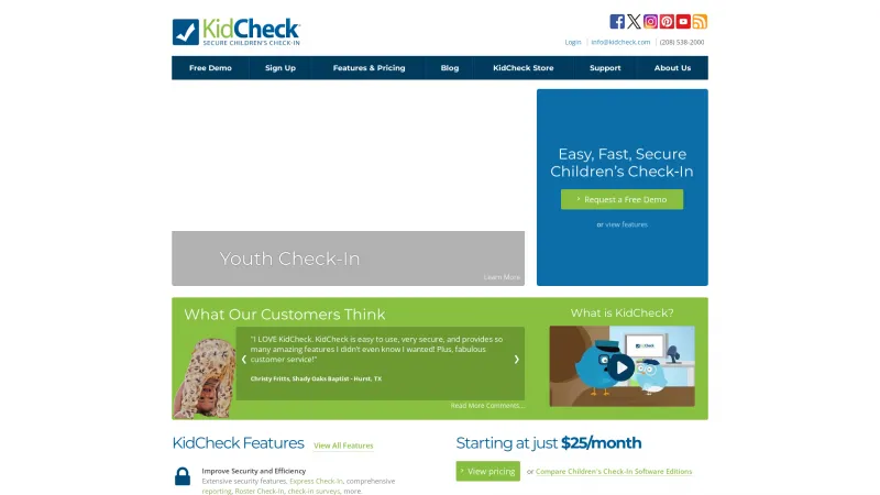 Homepage of KidCheck