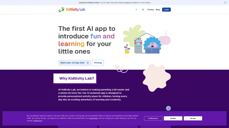 Homepage of Kidtivity Lab