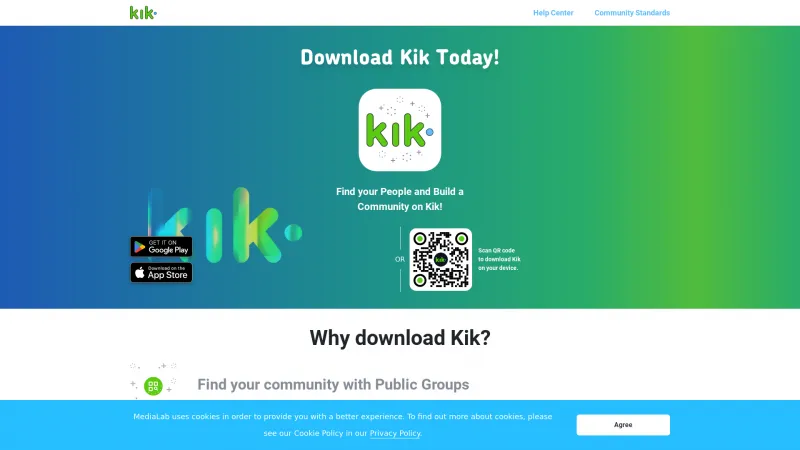 Homepage of Kik