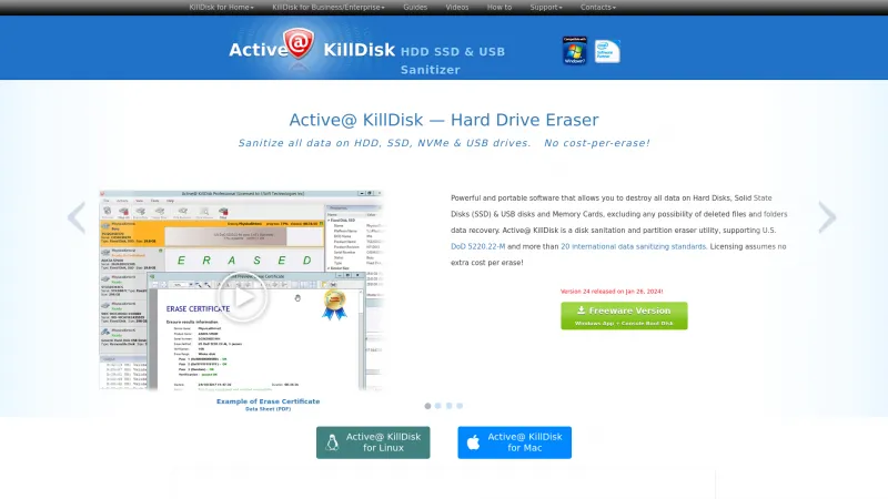 Homepage of Active@ KillDisk