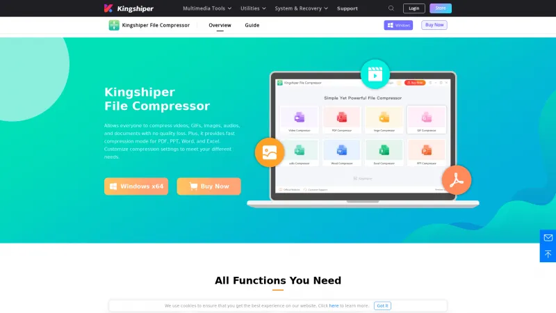 Homepage of Kingshiper File Compressor