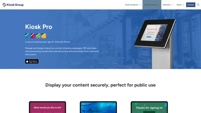 Homepage of Kiosk Pro