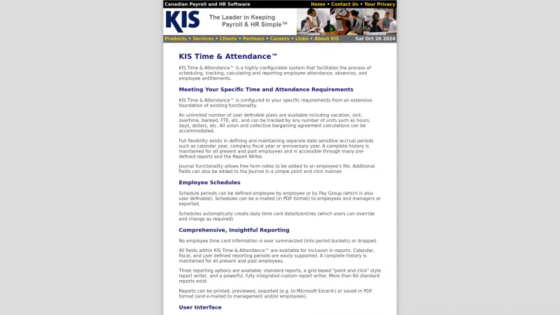 Homepage of KIS Time & Attendance