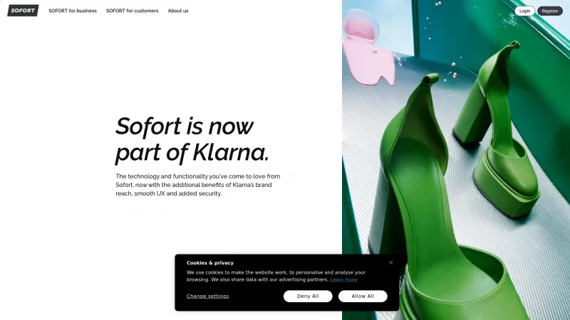 Homepage of Sofort