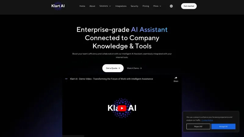 Homepage of Klart AI