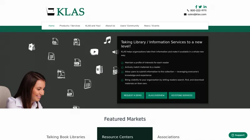 Homepage of KLAS