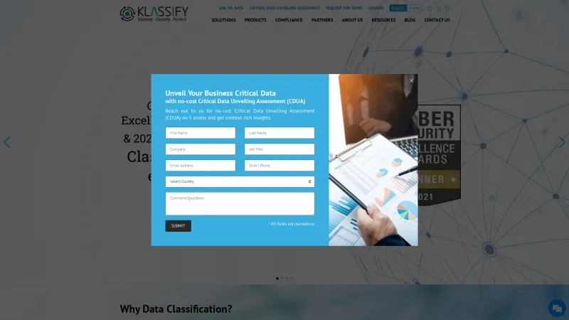 Homepage of Klassify