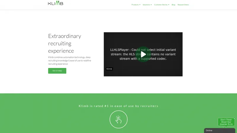 Homepage of Klimb.io