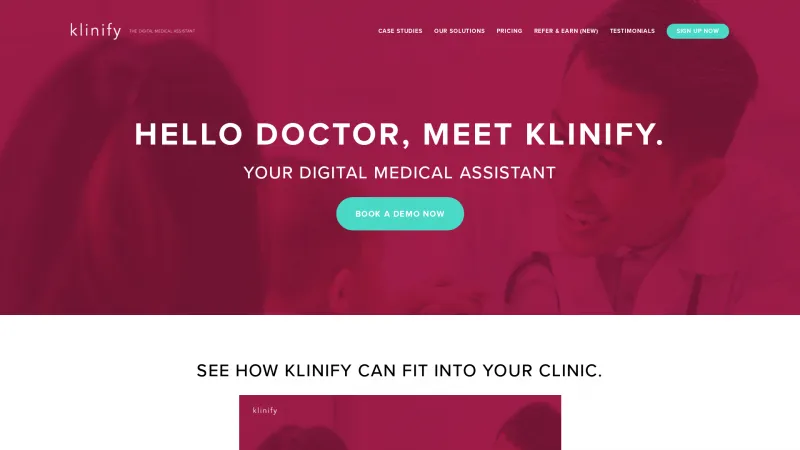 Homepage of Klinify