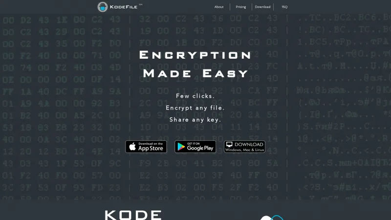 Homepage of KodeFile